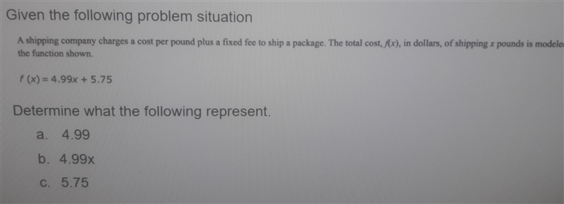 a shipping company charges a cost per pound plus a fixed fee to ship a package.The-example-2