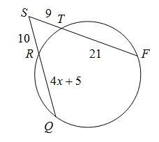 Find the measure of QS¯¯¯¯¯¯¯.secant-tangent 29A. 29B. 35C. 27D. 20-example-1