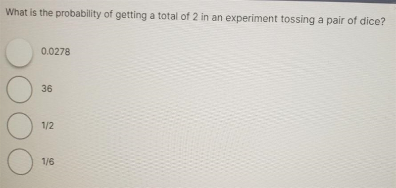 What is the probability of getting a total of 2 in an experiment tossing a pair of-example-1