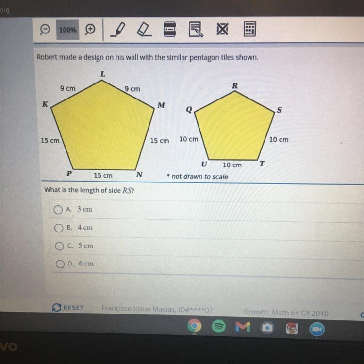 OPRobert made a design on his wall with the similar pentagon tiles shownR9 cm9 cmKMQs-example-1