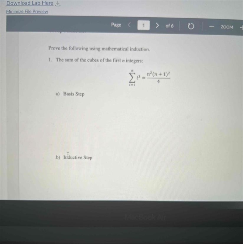 Prove the following using mathematical induction. 1. The sum of the cubes of the first-example-1