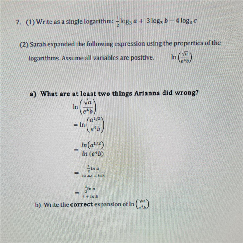 Hello, I need help with question #7Only part 2)A) and B)-example-1