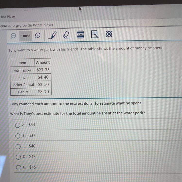 Tony rounded each amount to the nearest dollar to estimate what he spent.What is Tony-example-1