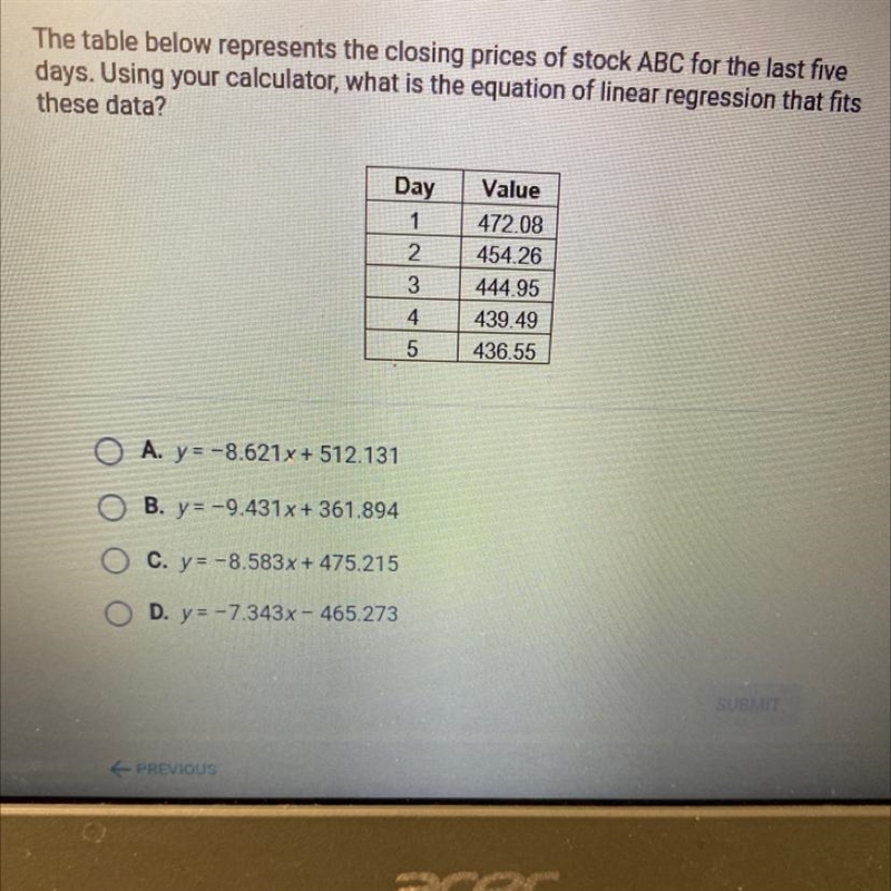 What is the equation of the linear regression that fits these data!?-example-1