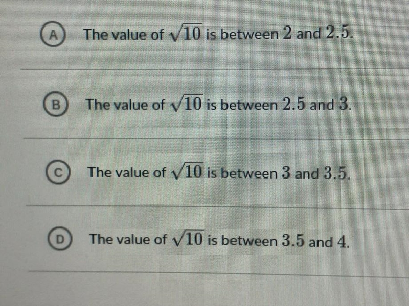 How do I find the value of the squareroot of 10 between 2 numbers?-example-1