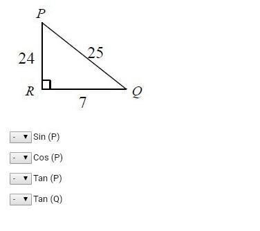 Find the trigonometric ratio for each of the following bellow by using the triangle-example-1