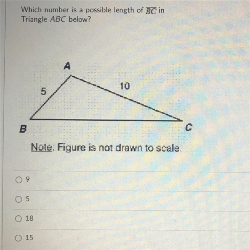 Which number is a possible length of BC inTriangle ABC below?-example-1