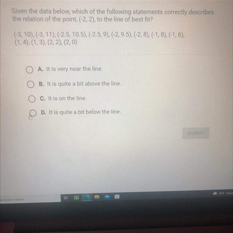 Given the data below, which of the following statements correctly describesthe relation-example-1