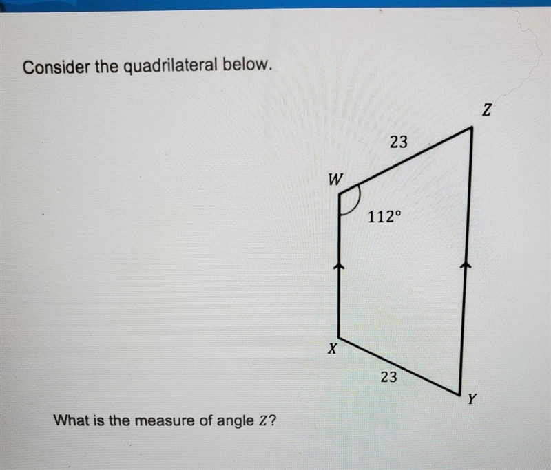 What is the measure of angle Z? ​-example-1