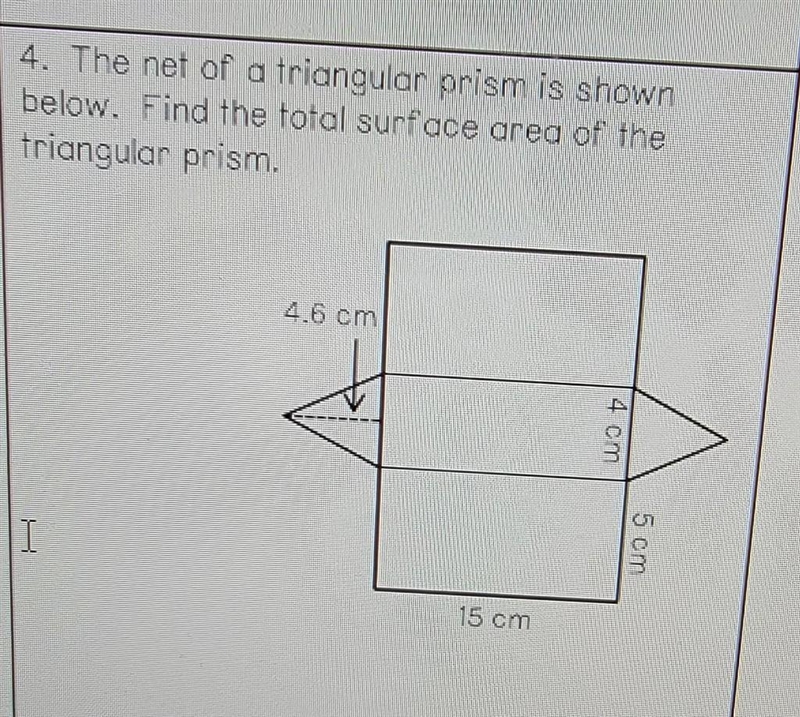 The net of a triangular prism is shown below find the total surface area of the triangular-example-1