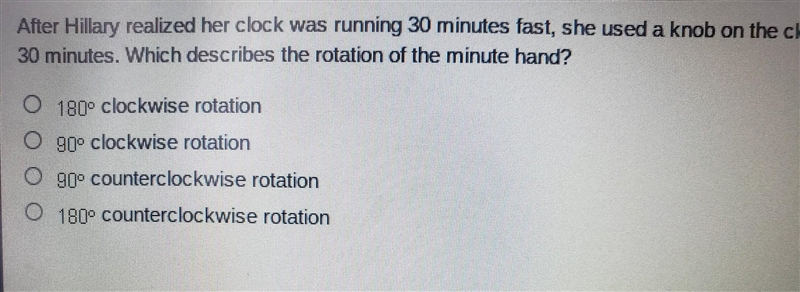 Please help A, B, C or D. After Hilary realized her clock was running 30 minutes fast-example-1