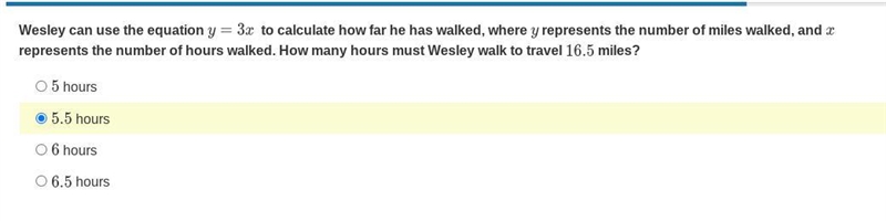 Wesley can use the equation y=3x to calculate how far he has walked, where y represents-example-1