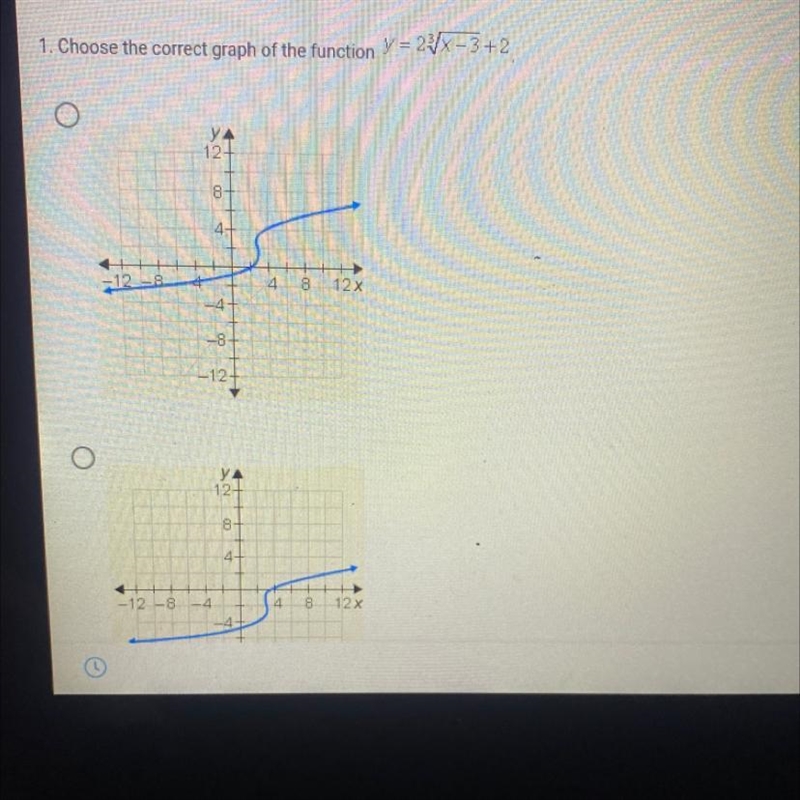 Choose the correct graph of the function y=2^3sqrt x-3 +2-example-1