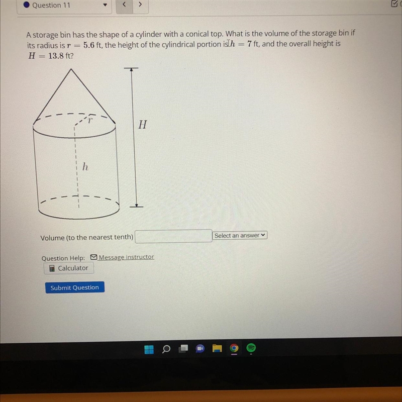 Volume (to the nearest tenth)-example-1