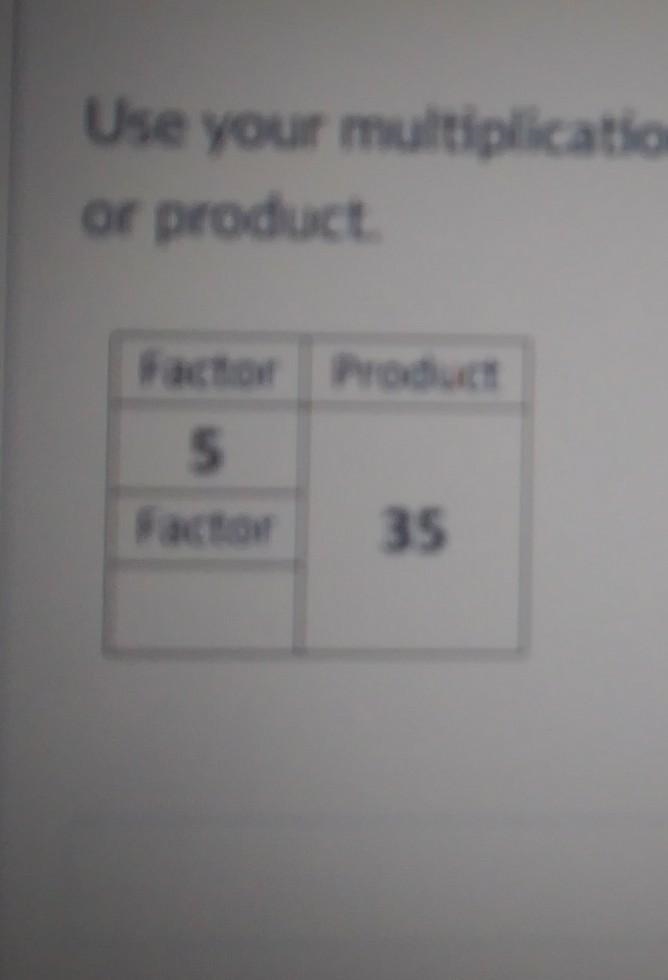 If the factor is 5 and the product is 35 what is the other factor-example-1