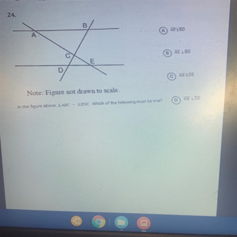 24.BAEDREEDCAS DENote: Figure not drawn to scale.05In the figure above ABC - AEDC-example-1