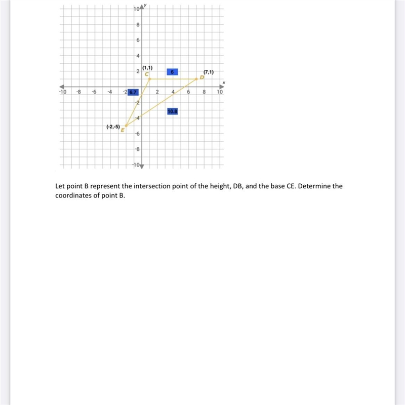 Let point B represent the intersection point of the height, DB, and the base CE. Determine-example-1