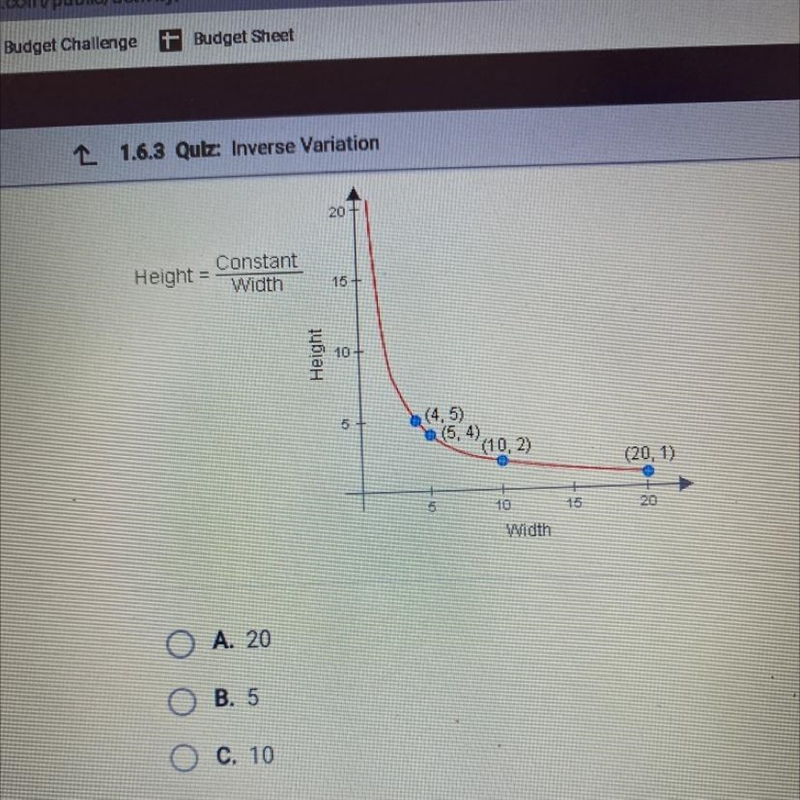 According to the graph, what is the value of the constant in the equation below?-example-1