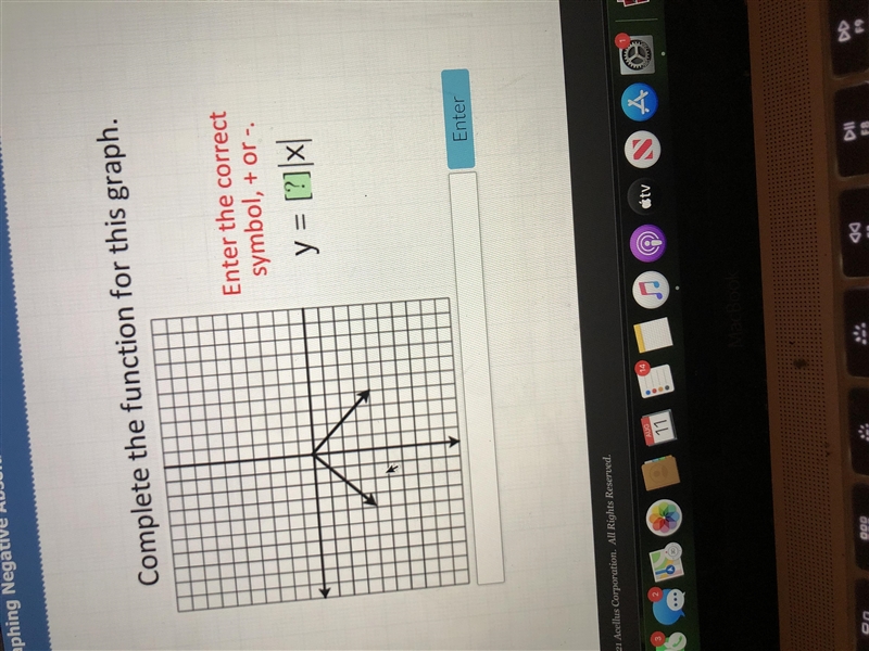 Complete the function for this graph.Enter the correctsymbol, + or -y = [?][x-example-1