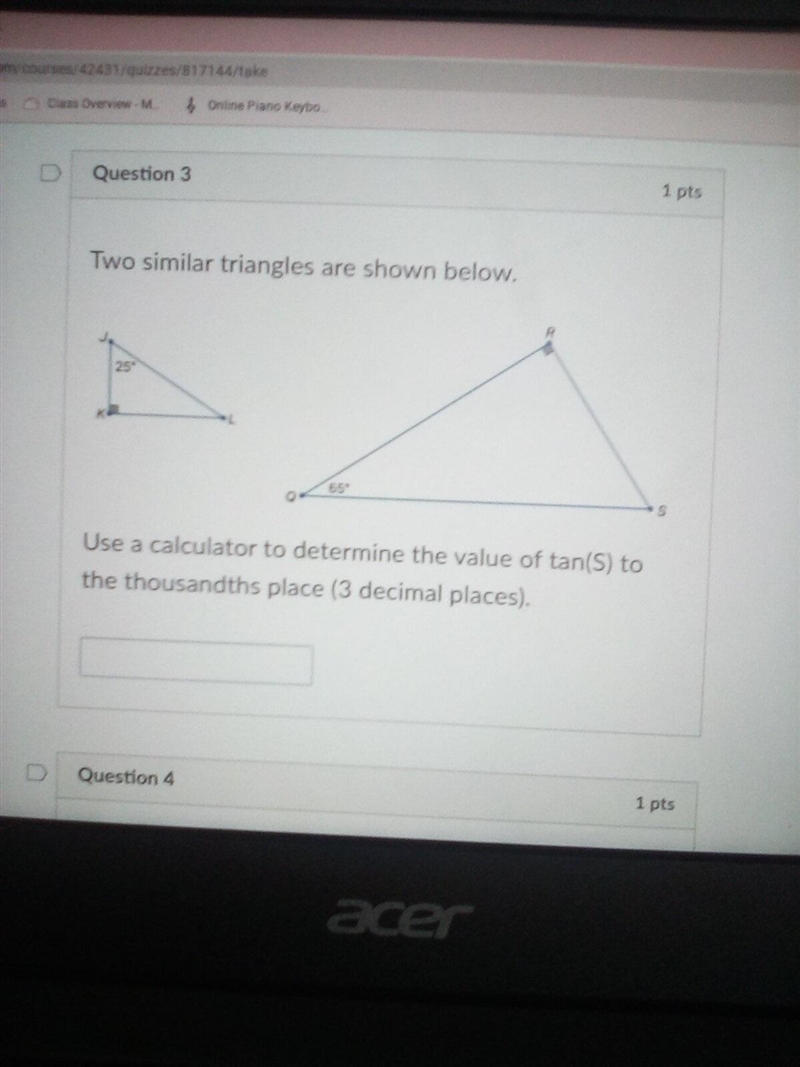 Use a calculator to determine the value of tan(s) to the thousandths place (3 decimal-example-1