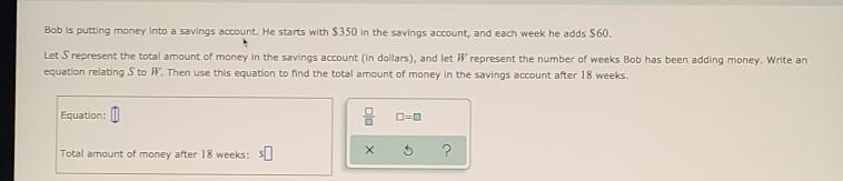 Please help me find the equation for the problem and the total amount :(-example-1