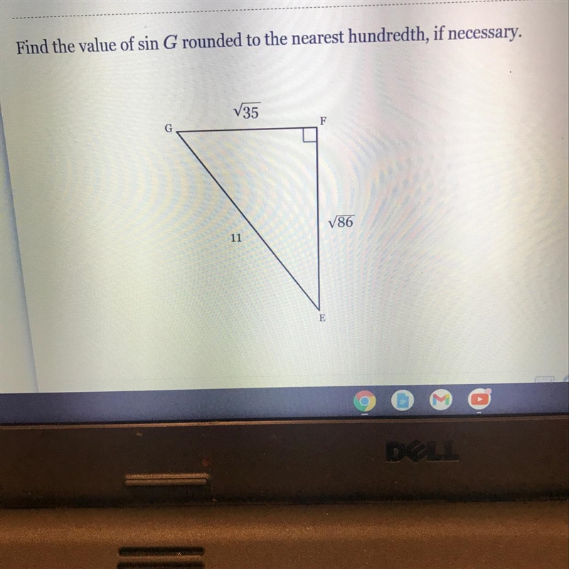 Find the value of sin G rounded to the nearest hundreth if necessary-example-1