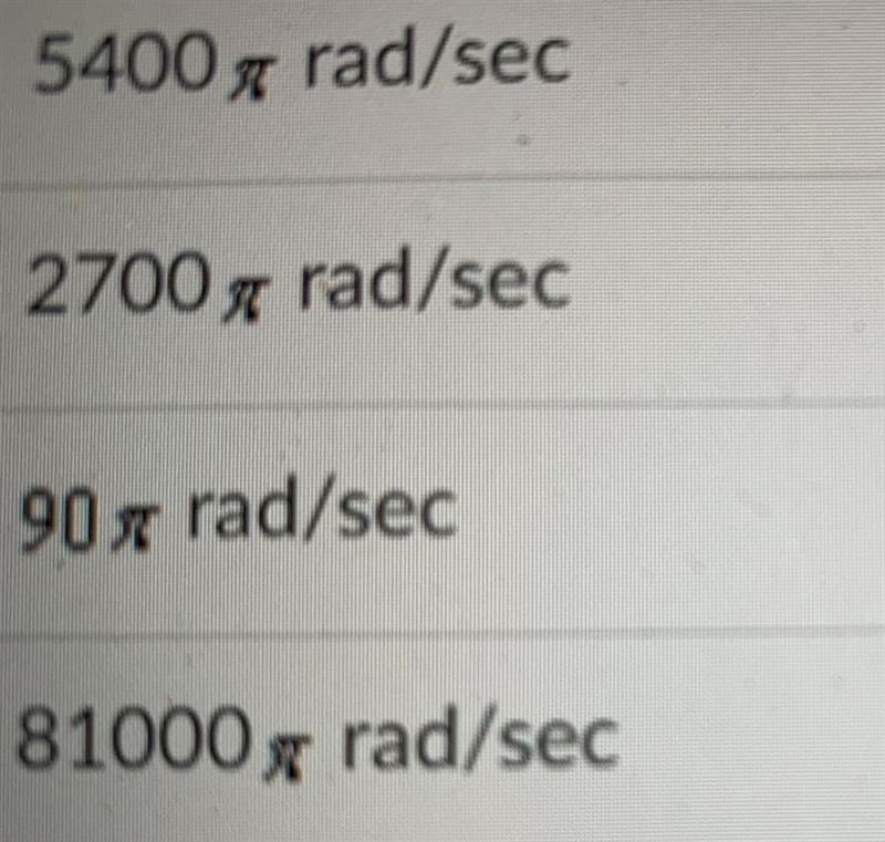 A saw blade is rotating at 2700 revolutions per minute. Find theangular speed in radians-example-1