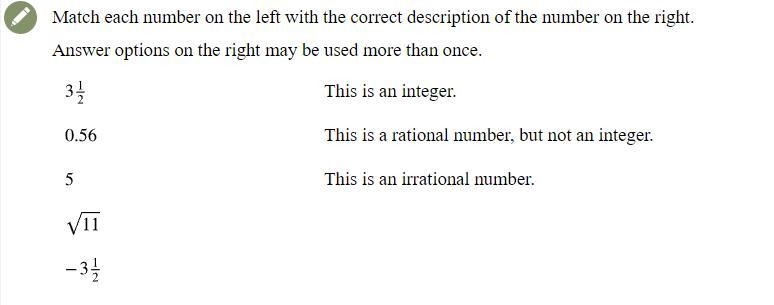 Match each number on the left with the correct description of the number on the right-example-1