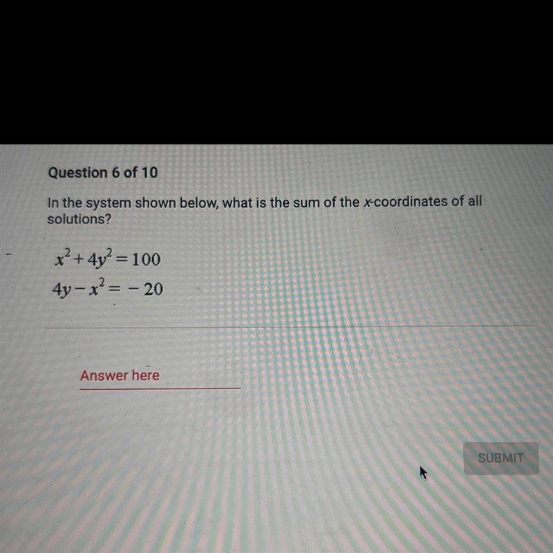 In the system shown below what is the sum of the X coordinates of all solutions?-example-1