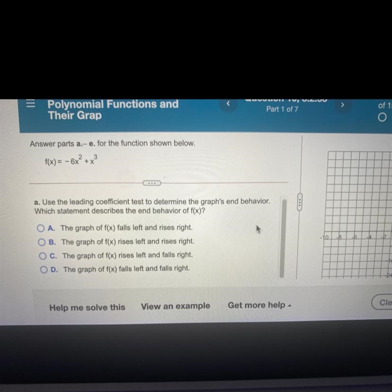 Answer parts a through E for the function shown below.What would the x intercepts-example-1