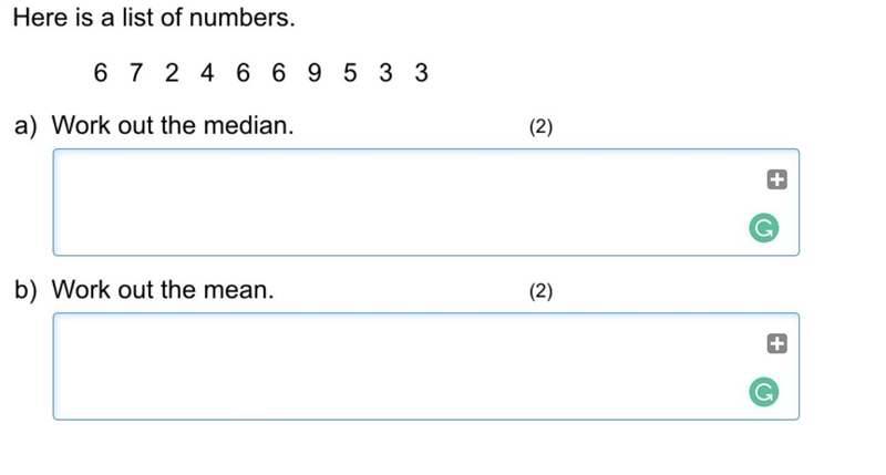 Here is a list of numbers. 6724669533 Work out the median.-example-1