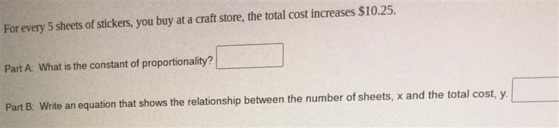 For every 5 sheets of stickers, you buy at a craft store, the total cost increases-example-1