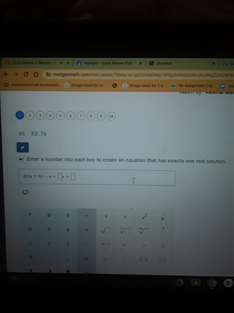 enter a number into each box to create an equation that has exactly one real solution-example-1