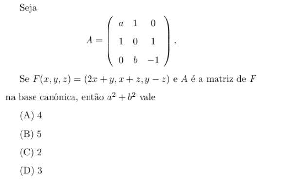 If F(x,y,z)=(2x + y, x + z, y - z) and A is the matrix of F in the canonical basis-example-1