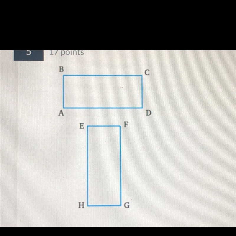 Rectangle ABCD is congruent to rectangle EFGH. If side EF is 8 feet and side BC is-example-1