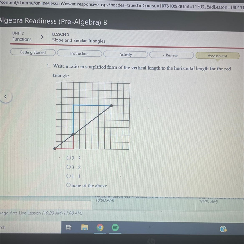 Write a ratio in simplified form of the vertical length for the red triangle-example-1