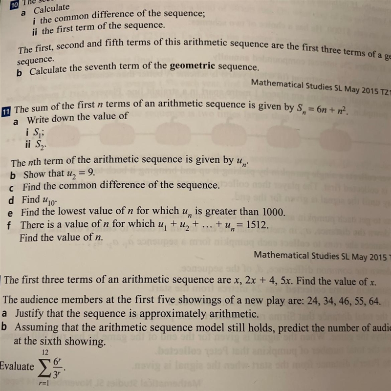 The first three terms of an arithmetic sequence are x, 2x + 4, 5x. Find the value-example-1