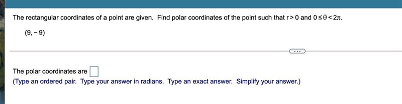 The rectangular coordinates of a point are given. Find polar coordinates of the point-example-1