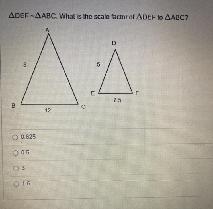 Help please!! Find the scale factor of this, I’d appreciate it :)-example-1