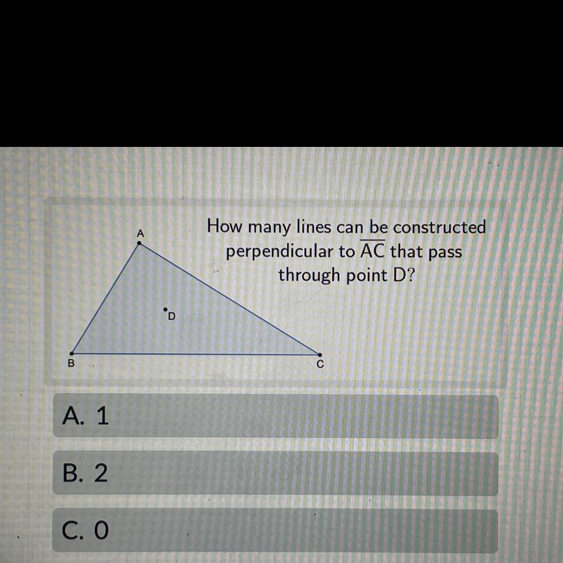 How many lines can be constructed perpendicular to AC that pass through point D?-example-1