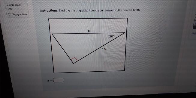 Instructions: Find the missing side. Round your answer to the nearest tenth. tion-example-1