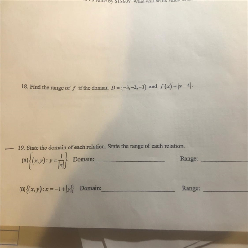 State the domain of each relation . State the range of relation #19 in pic-example-1