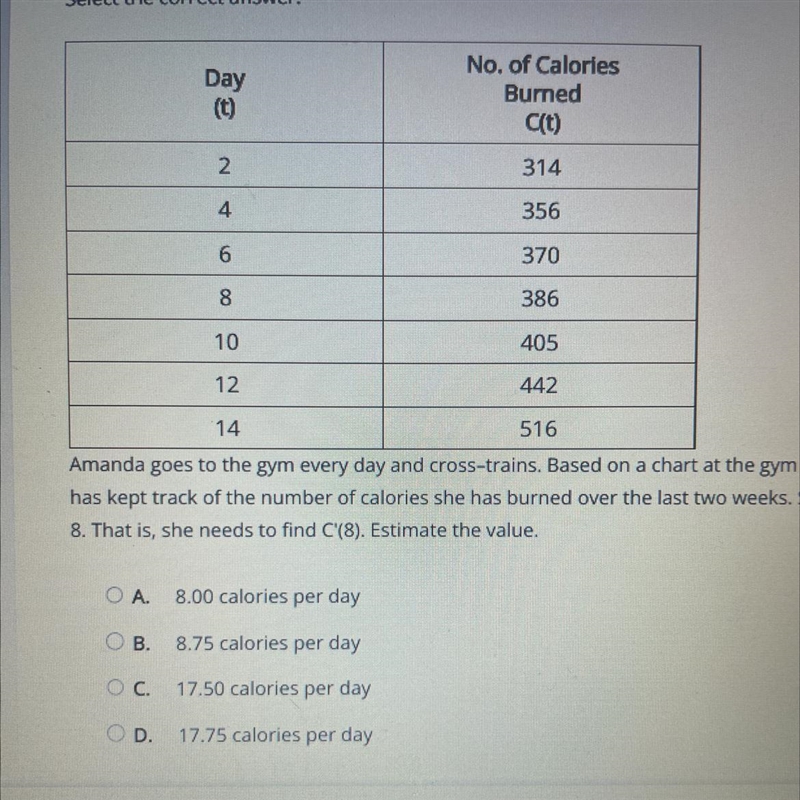 Amanda go to the gym every day and cross streets based on the chart at the gym showing-example-1