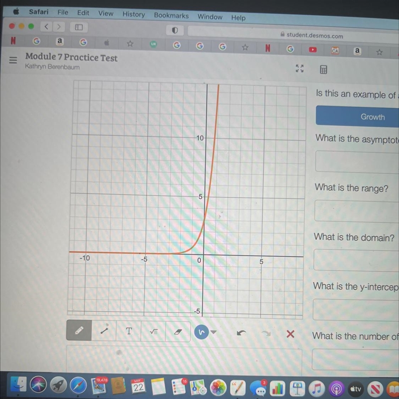 Is this an example of growth or decayfunction? what is the asymptote, range,domain-example-1