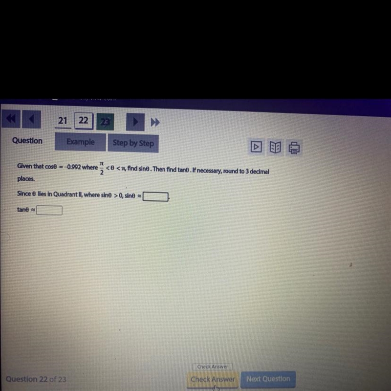 Given that coso = -0.992 where 0, sinotan8 ន-example-1