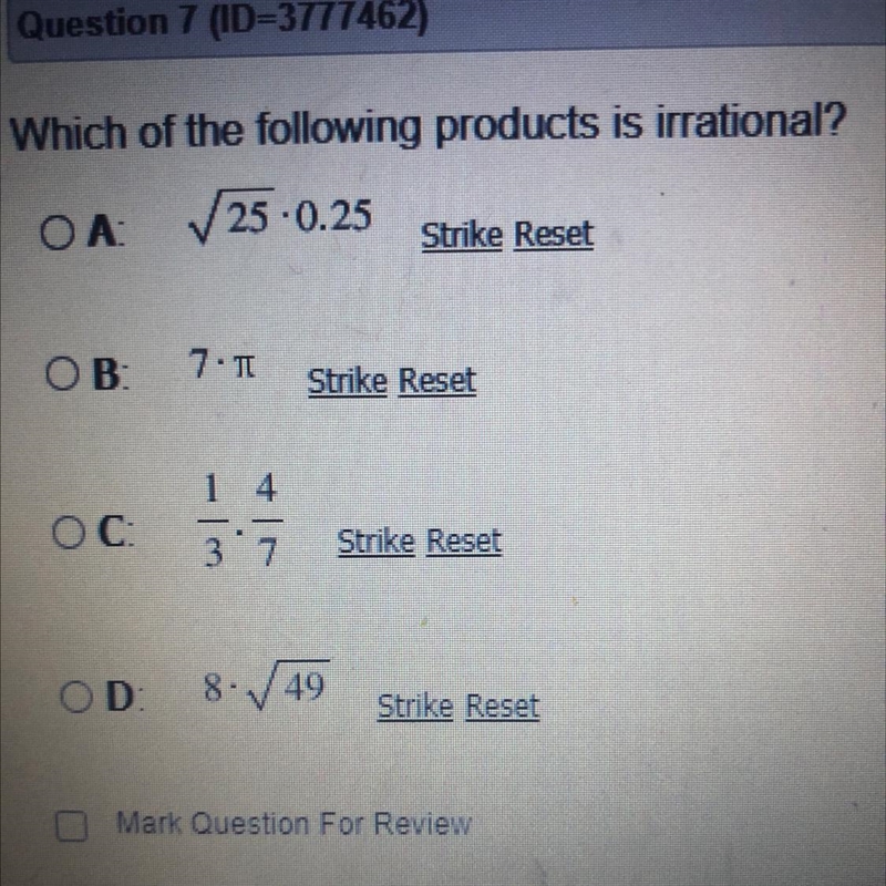 HELPPP please Which of the following products is irrational?-example-1