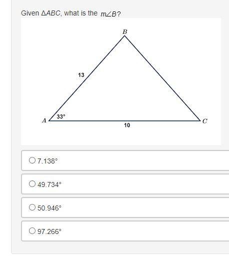 Find the value of angle B when we know the value of angle A, c, b-example-1