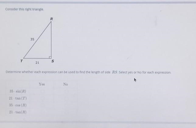 Determine whether each expression can be used to find the length of side RS.-example-1