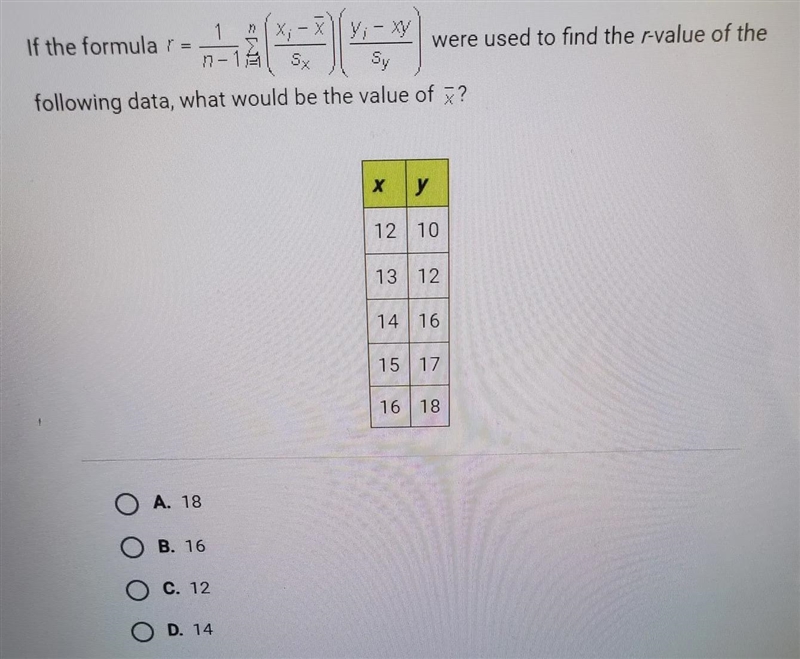 if the formula *photo* were used to find the r-value of the following data, what would-example-1