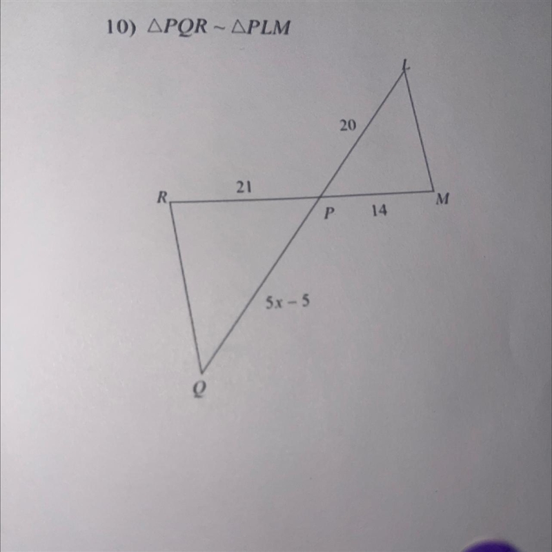 Solve for x each triangle is similar-example-1